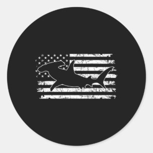 Hamerhaai VS Vlag Onafhankelijkheidsdag Ronde Sticker
