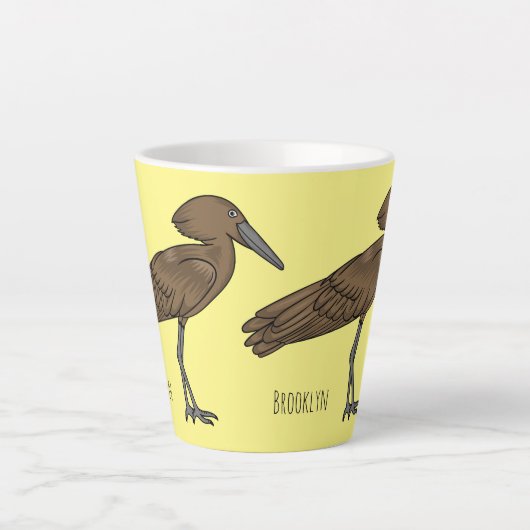 Hamerkop-vogelschildering Latte Mok (Voorkant)