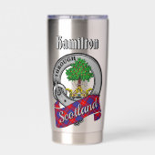 Hamilton Clan Badge & Tartan Geïsoleerde Drinkbeker (Achterkant)