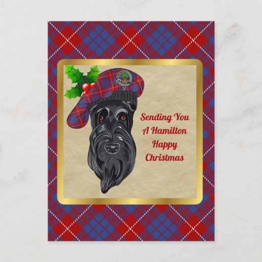 Hamilton Clan Badge & Tartan Kerstmis Briefkaart (Voorkant)