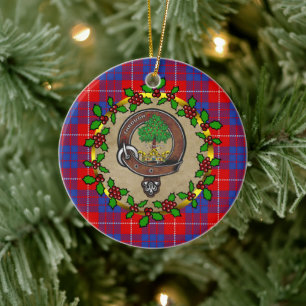 Hamilton Clan Badge & Tartan Persoonlijke mas Keramisch Ornament