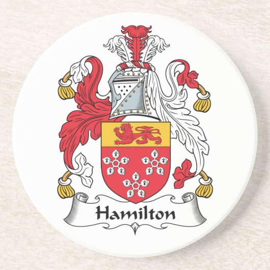 Hamilton Family Crest Zandsteen Onderzetter (Voorkant)
