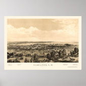 Hamilton, ON, Canada Panoramic Map - 1859 Poster (Voorkant)