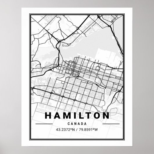 Hamilton Ontario Canada Travel City Map Poster (Devant)
