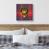 Hamilton Scottish Crest en Tartan Canvas print (Insitu (Slaapkamer))