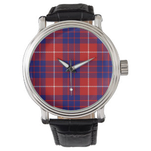 Hamilton tartan red blue paars plaid horloge