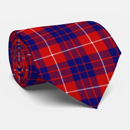 Hamilton tartan red blue paars plaid stropdas (Opgerold)