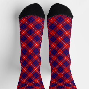 Hamilton tartan rood blauw paars ruit sokken