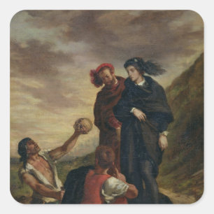 Hamlet en Horatio op het kerkhof Vierkante Sticker