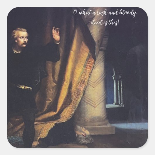 Hamlet en Polonius Vierkante Sticker (Voorkant)