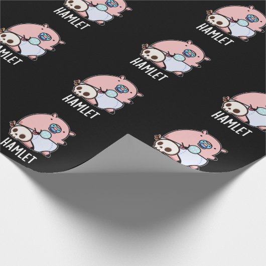 Hamlet Funny Shakepear Baby Pig Pun Dark BG Cadeaupapier (Hoek)