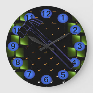 Hammer Construction Building Workshop Clock 12 Grote Klok