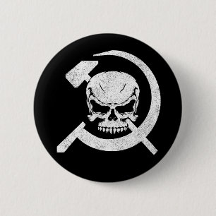 Hammer en Sickle met Skull Ronde Button 5,7 Cm