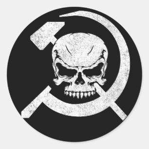 Hammer en Sickle met Skull Ronde Sticker