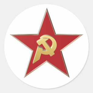 Hammer en sikkel in de rode ster ronde sticker
