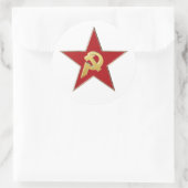 Hammer en sikkel in de rode ster ronde sticker (Tas)