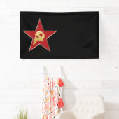 Hammer en sikkel in de rode ster spandoek (Insitu)