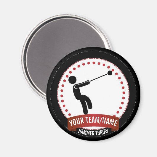 Hammer gooit zwarte witte rode naam magnet magneet (Voorkant / Achterkant)