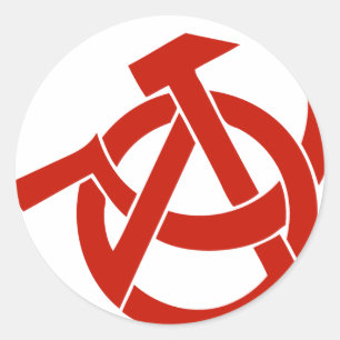 HAMMER SICKLE ANARCHY LOGO RONDE STICKER