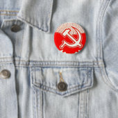 Hammer, Sickle en Red Flags Ronde Button 5,7 Cm (In situ)