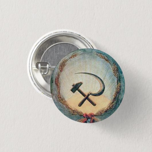 Hammer & Sickle Wheat Small, 1¼ inch ronde Button (Voorkant /achterkant)