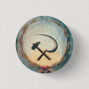 Hammer & Sickle Wheat Small, 1¼ inch ronde Button