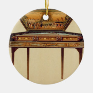 Hammered dulcimer in een geverfde soundbox, 18 cen keramisch ornament