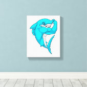 Hammerhead shark as Bodybuilder at Bodybuilding Canvas Afdruk (Insitu (Houten vloer))