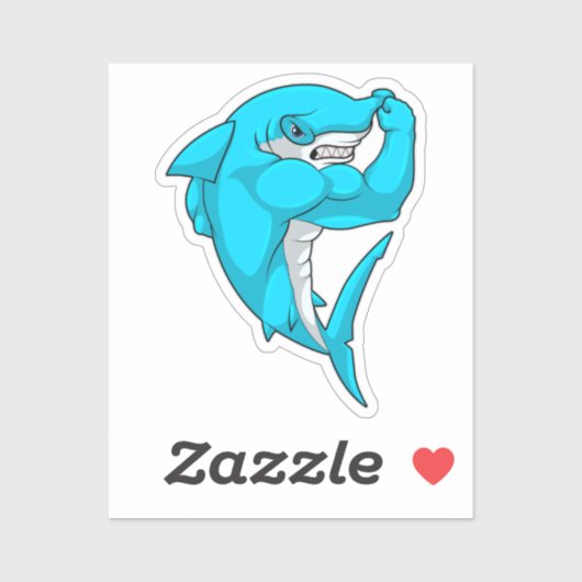 Hammerhead shark as Bodybuilder at Bodybuilding Sticker (Vel)