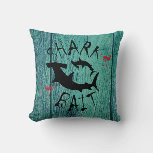 Hammerhead Shark Attack Fun Surf Shack Blauw Kussen