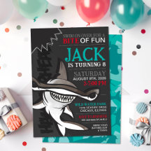 Hammerhead Shark Bite Kinderen Verjaardag Uitnodig