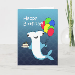 Hammerhead Shark met cake ballonnen grappige verja Kaart