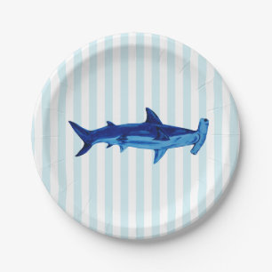 Hammerhead Shark Painting Blue Stripe Paper Bord
