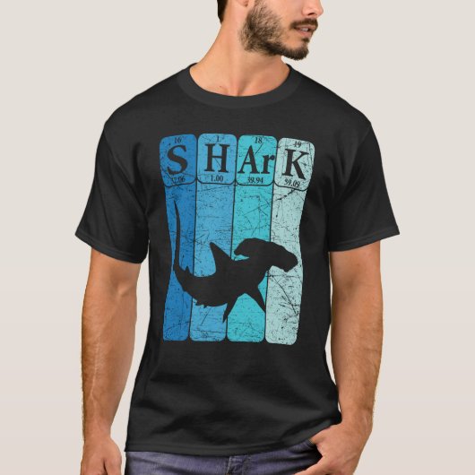Hammerhead Shark Periodic Table Elements Retro Sha T-shirt (Voorkant)