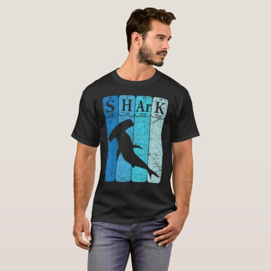 Hammerhead Shark Periodic Table Elements Retro Sha T-shirt (Voorkant volledig)