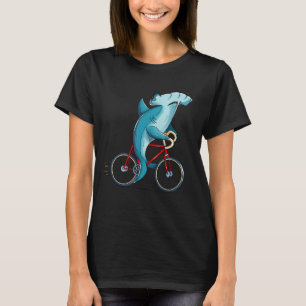 Hammerhead Shark Riding Bicycle Schattige Biker T-shirt