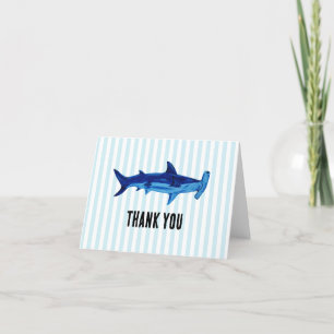 Hammerhead Shark Schilderij Blauwe Streep Dank u Bedankkaart