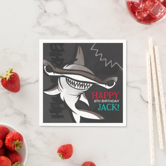 Hammerhead Shark Verjaardagsfeestje Papieren serve Servet (Insitu)