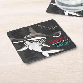 Hammerhead Shark Verjaardagsfeestje Vierkante Kartonnen Onderzetter