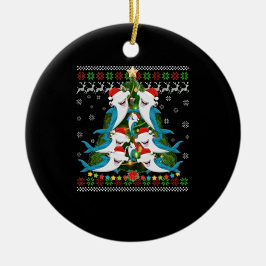 Hammerhead Shark Xmas Lighting Tree Shark Keramisch Ornament (Voorkant)