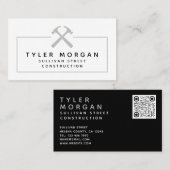 Hammers Silver Black QR Code Construction Visitekaartje (Voorkant / Achterkant)