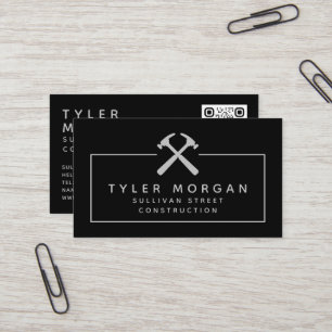 Hammers Silver Black QR Code Construction Visitekaartje