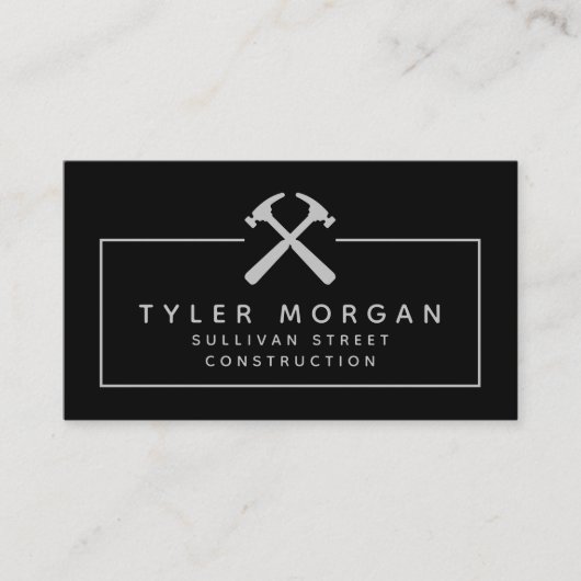 Hammers Silver Black QR Code Construction Visitekaartje (Voorkant)