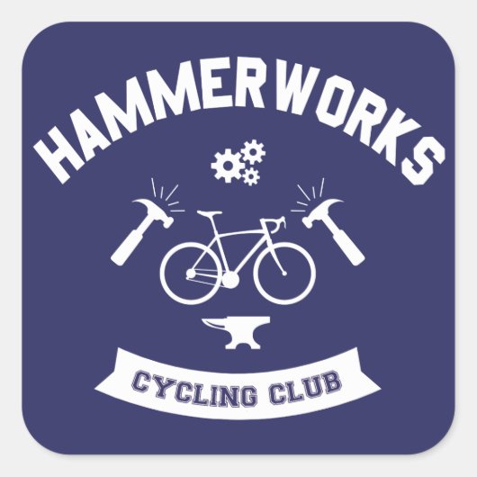 Hammerworks Cycling Club Vierkante Sticker (Voorkant)