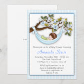 Hammock Boy Baby shower Invitation - Brunette Kaart (Voorkant / Achterkant)