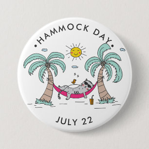 Hammock Day met kat in hammock Ronde Button 7,6 Cm