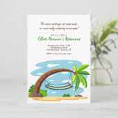 Hammock onder Coconut Tree Retirement Party Kaart (Staand voorkant)