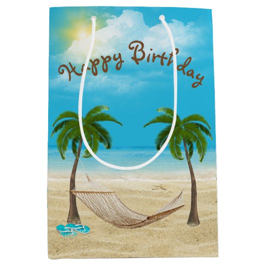 Hammock op Beach Birthday Medium Cadeauzakje (Voorkant)