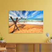 Hammock op een tropisch strand Resort Canvas Afdruk (Insitu (Woonkamer))