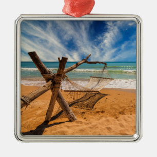Hammock op een tropisch strand Thailand Metalen Ornament